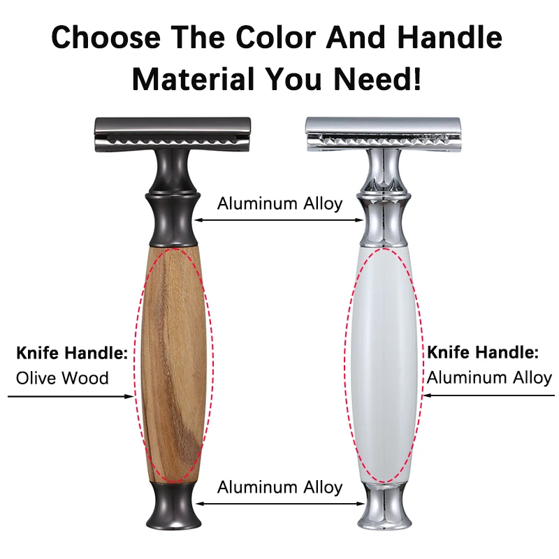 Классическая мужская ретро-бритва, мягкая бритва для удаления волос с двойной кромкой из алюминиевого сплава, бритва с 10 сменными лезвиями, бритва для бороды