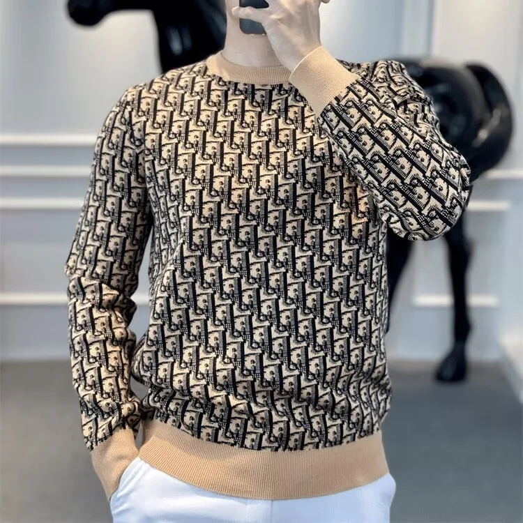 

Men's Long Sleeve O Neck Pullover Sweater Slim Fit Knit Sweaters Lightweight Dress Casual Sweater Business Solid Color Outwear