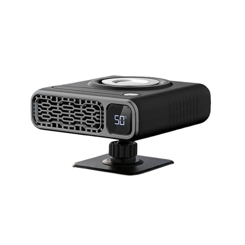 Digital Display 12V Car Defroster Heater 360° Rotation Fan Mode For Sedan SUV RV Taxi Vehicle Defogger-T61C