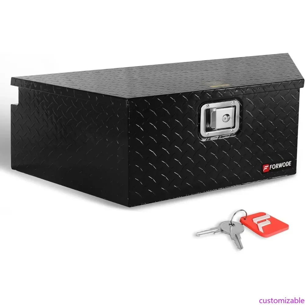 

Aluminum Trailer Tongue Box - 39 Inch Storage Toolbox with Diamond Plate Design