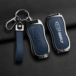 Alloy Sheepskin Car Key Cover for Geely Tugella 2020 Azkarra Xingyue Boyue Pro Atlas Pro Gili Tugella Keychain Auto Accessories