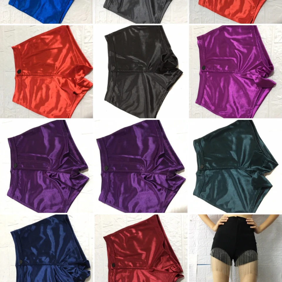 Summer Spring Glossy Sexy Plus Size Women Shorts Casual Zipper Dance Stage High Waist Tight Bottoms