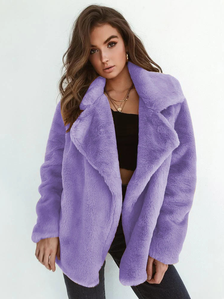 2024 Autumn and Winter New Women\'s Faux Fur Coat with A Loose Collar Elegant and Warm Cardigan Commuting Style Women\'s Coat