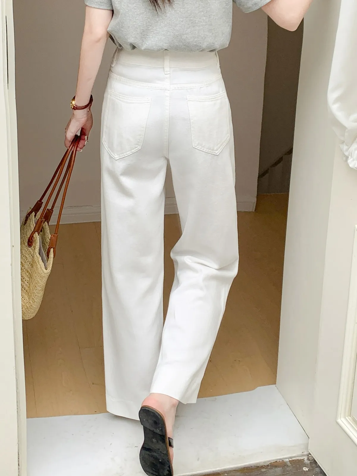 ZHISILAO New White Wide Leg Jeans Women Vintage High Waist Ankle-length Denim Pants Chic 2024