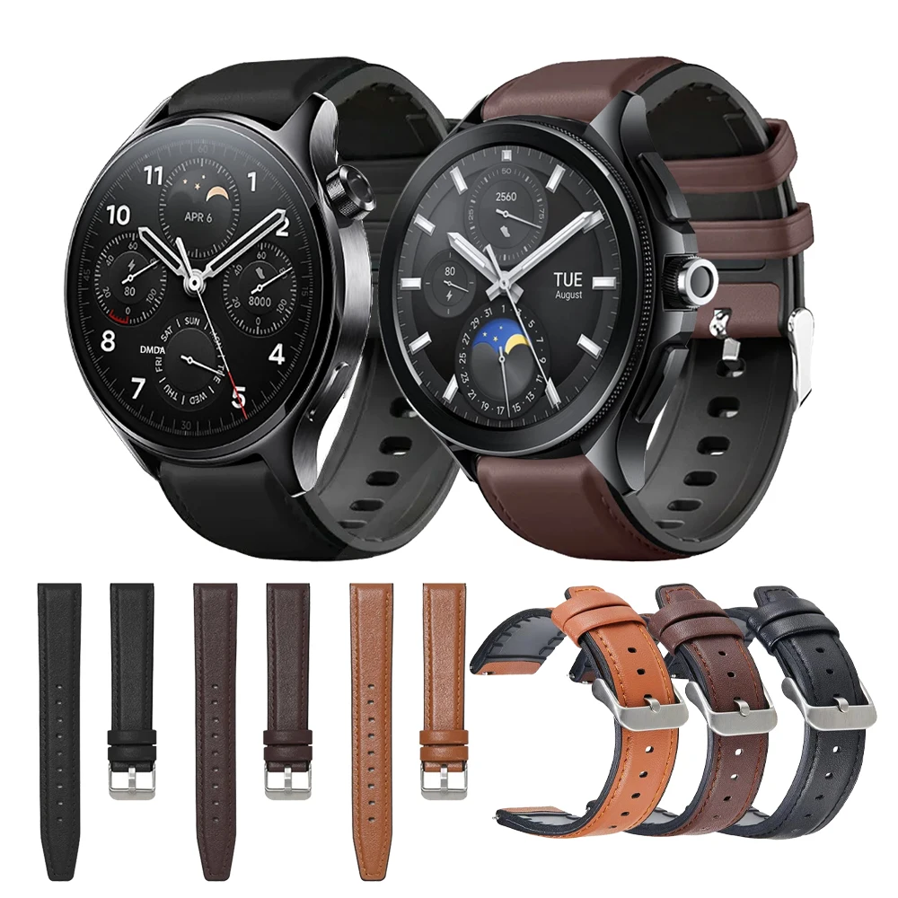 Vintage Leather+Silicone Bracelet For Xiaomi Watch S3 2 46mm 42mm/S1 Pro Active Band 22mm Strap For Xiaomi Accessories Watchband