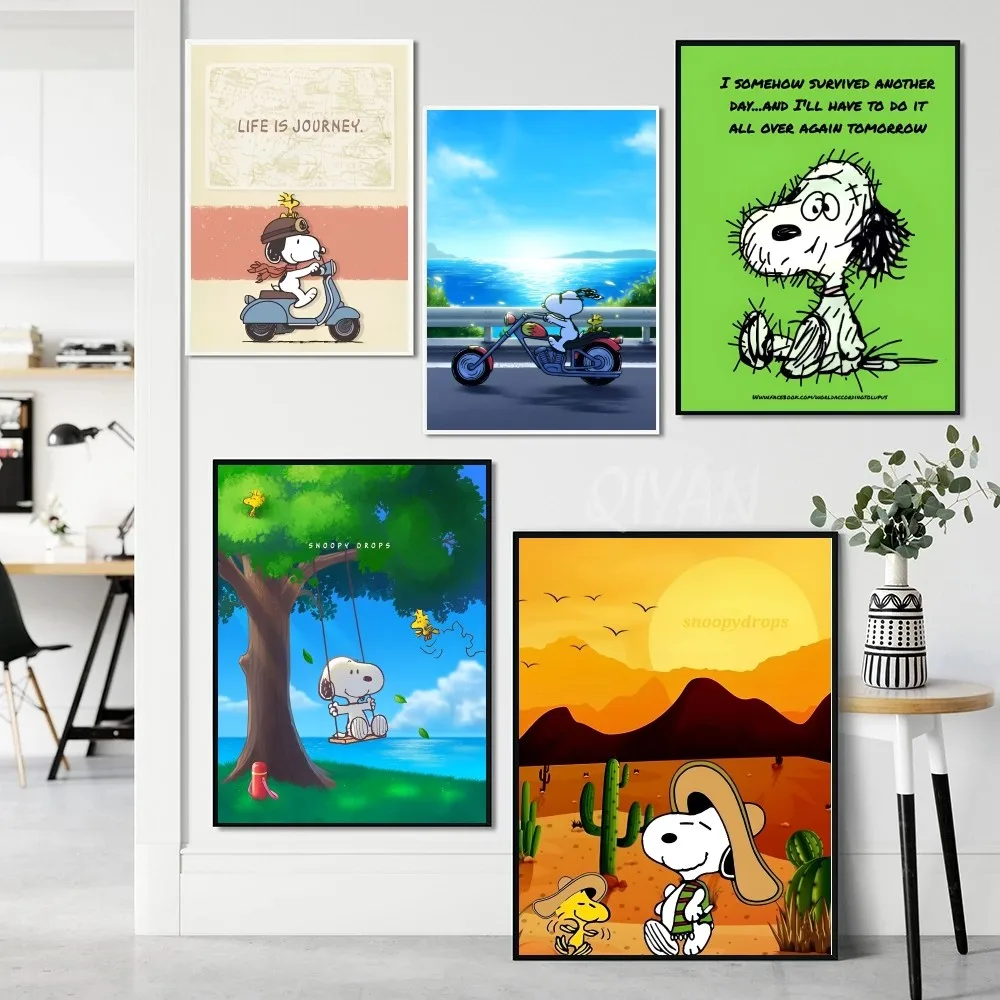 Cartoon Poster Paper Print Home Living Room Bedroom Entrance Bar Restaurant S-Snoopys-Dogs Cafe Art Painting Decoration