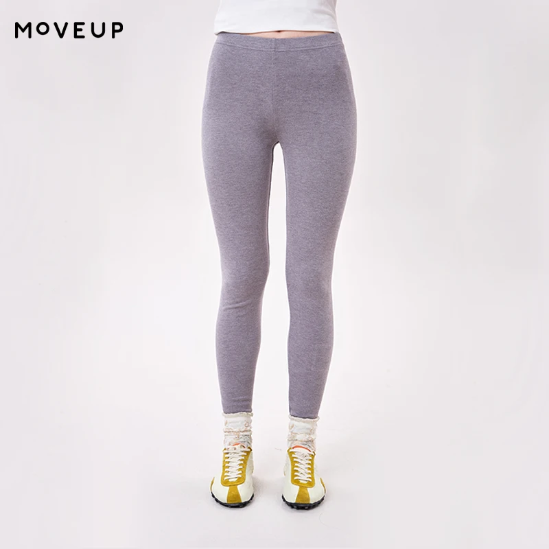 MOVEUP Women's Pants FUN Series Elastic Waist Woven Label Slim Soft Knit Leggings 2026 Winter Casual Female Clothing 3ELD10114
