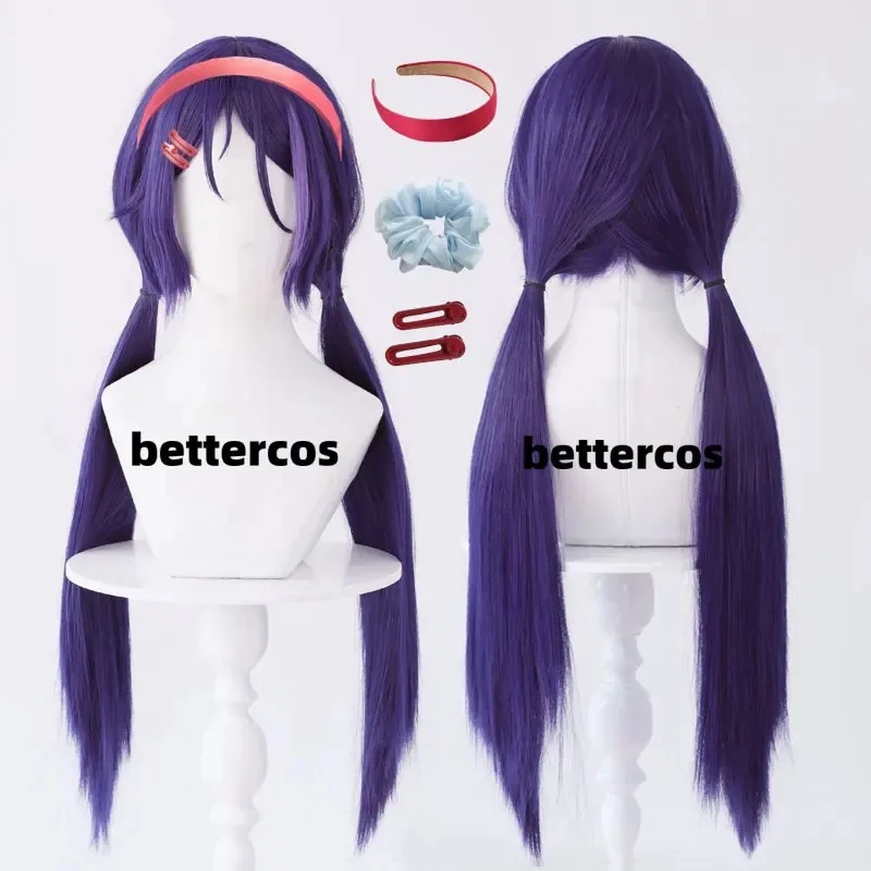 Peruka do Cosplayu MiSide Crazy 60cm Niebiesko-Fioletowa Mieszana Peruka z Kucykiem Mita Anime Cosplay Odporna na Ciepło Syntetyczne Włosy