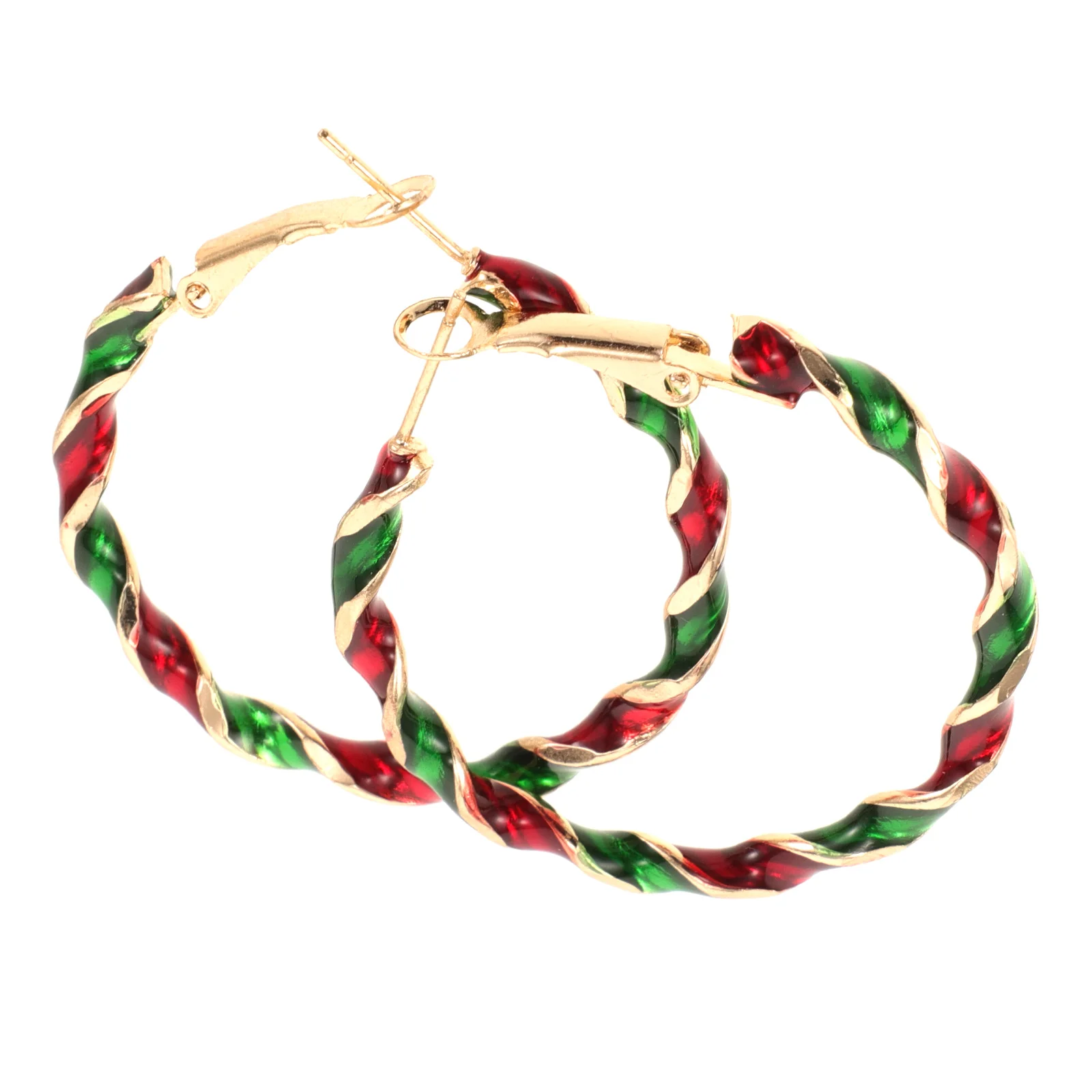 Christmas Spiral Earrings for Girls Green Tree Holiday Hoop Ornament Gingerbread