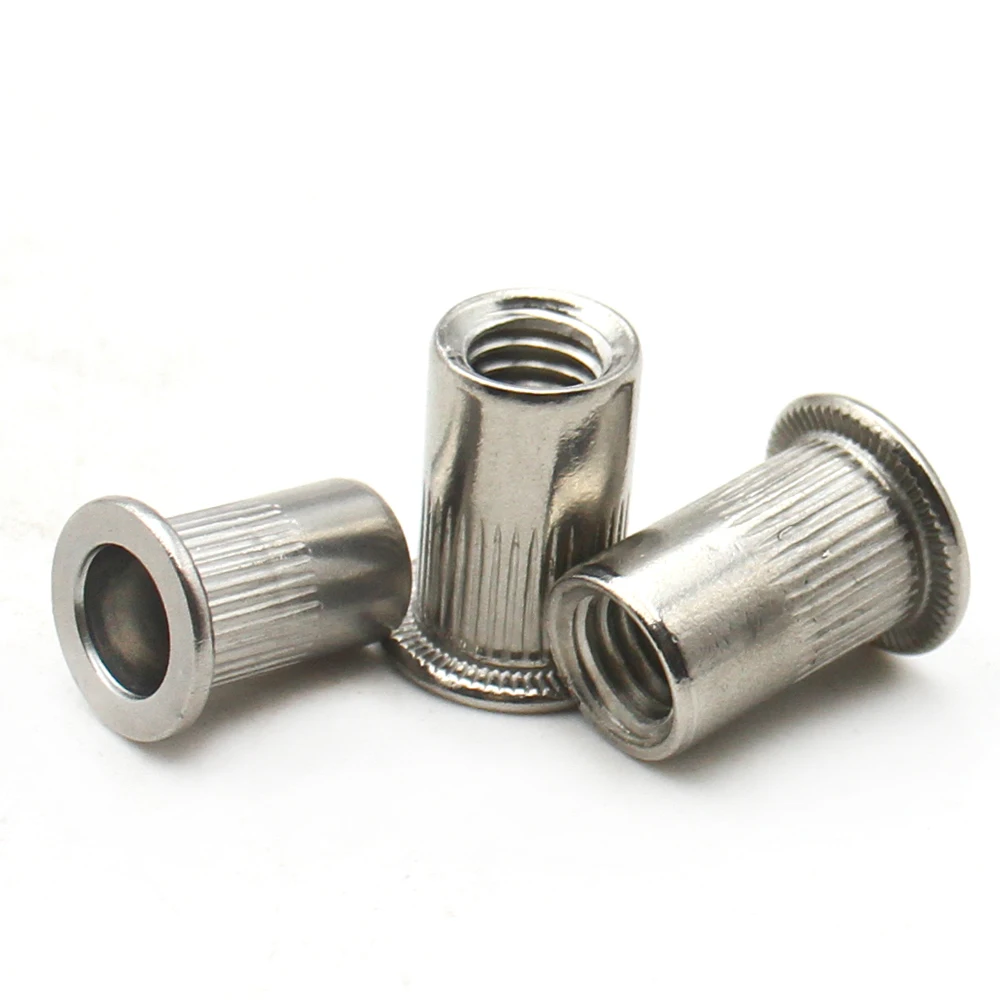 Заклепки с плоской головкой из нержавеющей стали 304, гайки M3 M4 M5 M6 M8 M10 M12, резьбовая вставка, глухая клепальная гайка для крепления листового металла