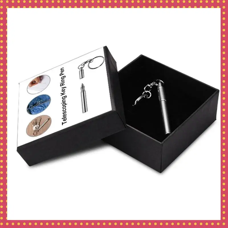 B74A Portable Key Ring Stainless Steel Telescopic Pen Telescoping Ballpoint Pen Keychain Tool For Outdoor Travel