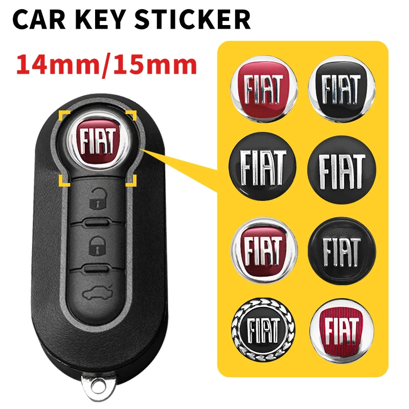 

14mm/15mm Car Remote Key Sticker Aluminum Emblem Decoration Decal For FIAT Abarth 500 124 Palio Bravo Punto Tipo Stilo Panda