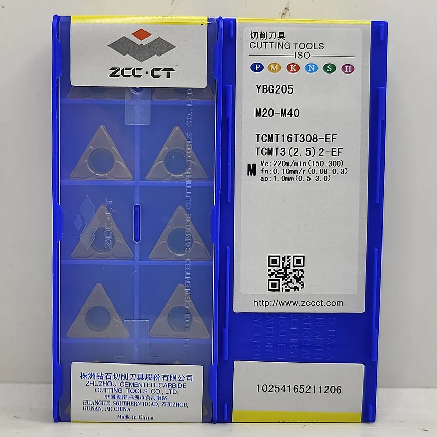 

TCMT16T308-EF YBG205/TCMT16T308-EF YBG202/TCMT16T308-EF YBG205H TCMT32.52 ZCC.CT CNC carbide inserts turning tools 10pcs/box
