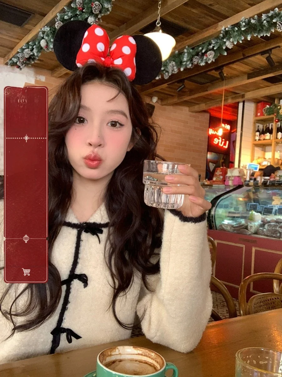 

Вязаный жакет Sinbounboun Sweet Sle для женщин, осенне-зимний, утепленный, с длинными рукавами, в стиле пэчворк, с узлом, цветной, ветрозащитный