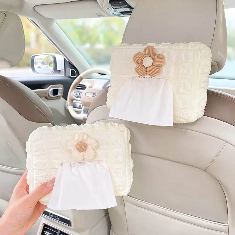 

Car Tissue Box Puff Fabric Tissue Box Car Seat Back Armrest Paper Box Type Tissue Bag Car Interior Decoration Accessories