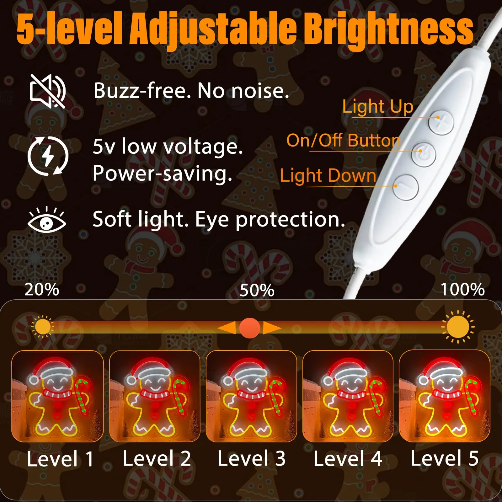 عيد الميلاد الزنجبيل رجل النيون تسجيل عكس الضوء LED أضواء النيون جدار ديكور لعيد الميلاد عيد الميلاد حفلة غرفة المعيشة غرفة نوم الاطفال هدية P