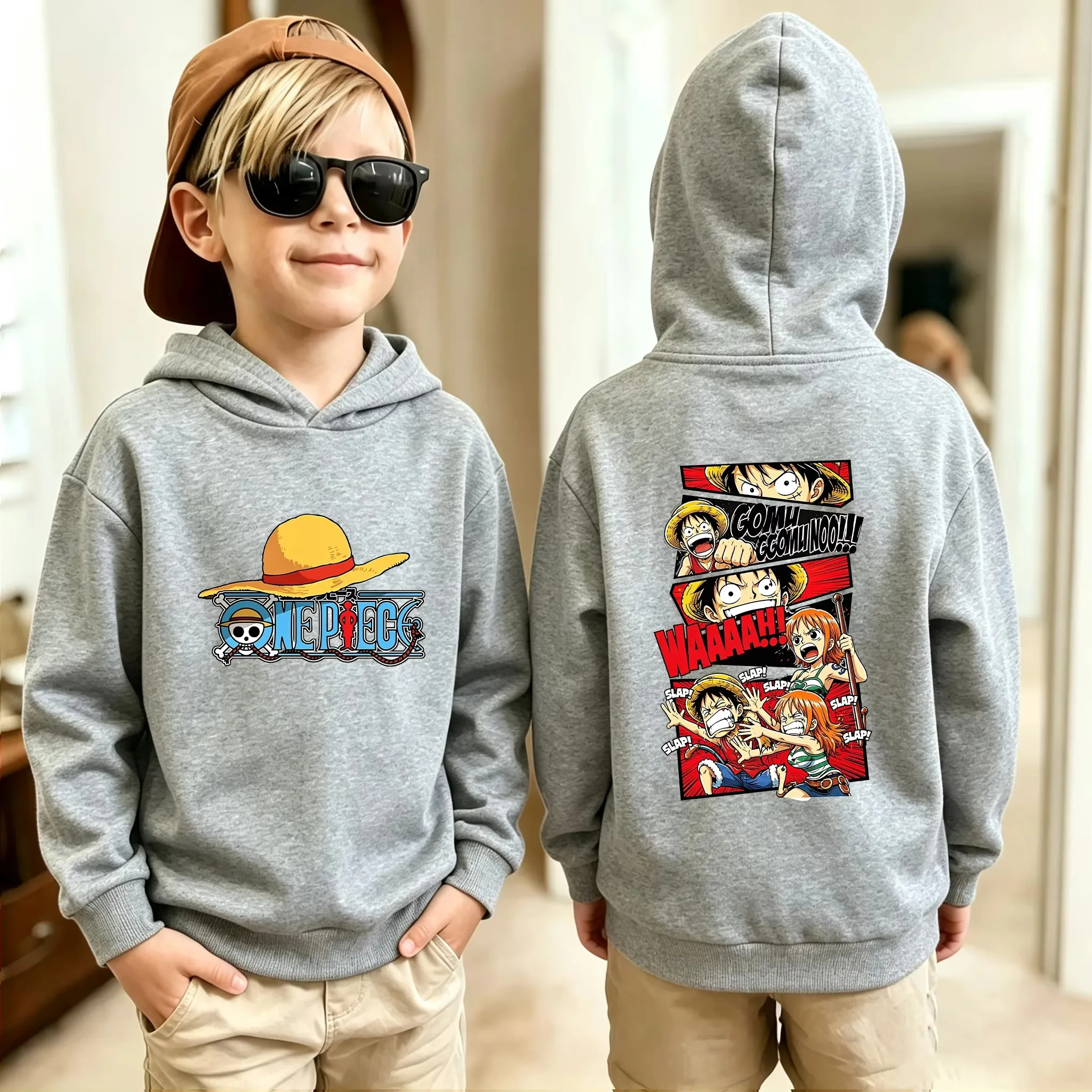 2026 New One Piece Kids' Printed Hoodie (Fall/Winter Collection) – Casual, Cute, Fashion and Perfect for Outdoor Activities.