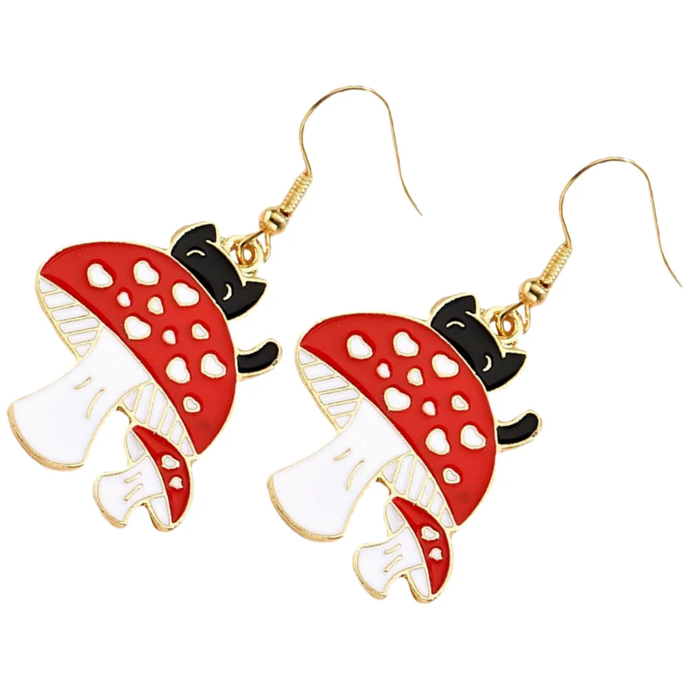 Mushroom Earrings Funny for Women Weird Statement Fashion Girls Dangling Cat Jewelry