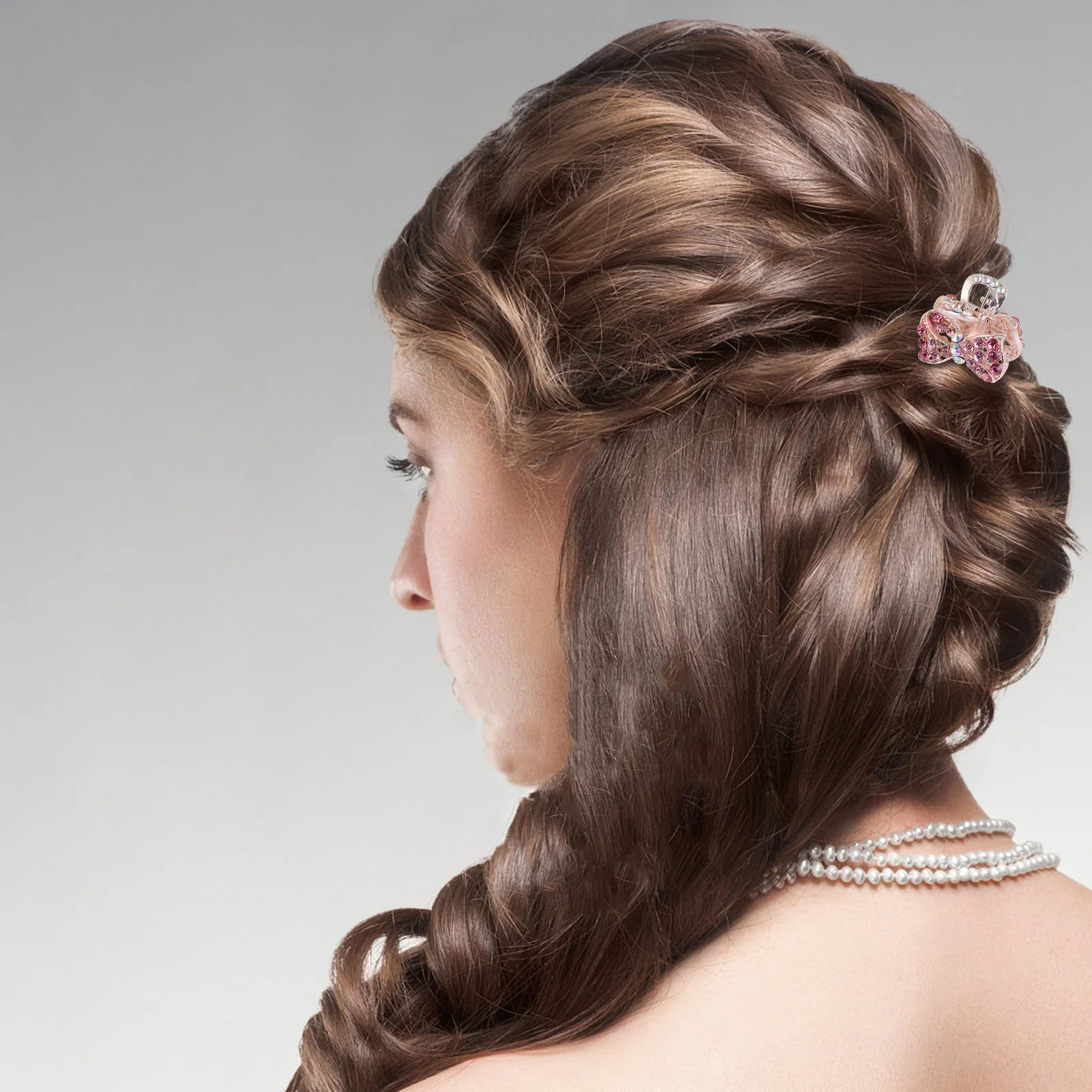 

6Pcs Rhinestone Crystal Mini Jaw Claw Clips Metal Heart Bow Shape Hair Styling Tools Hair Accessories for Women Girls Daily