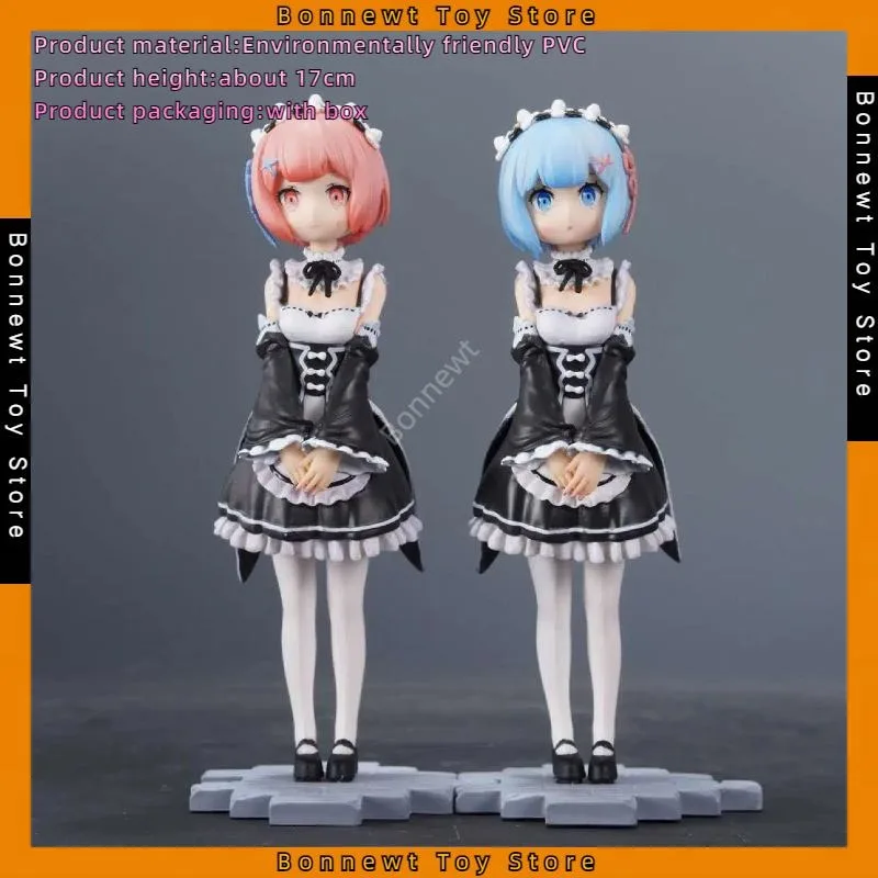 

New 17cm Re:Life in a different world from zero Maid Childhood Rem Ram Standing Beautiful Girl Figure For Friends gifts