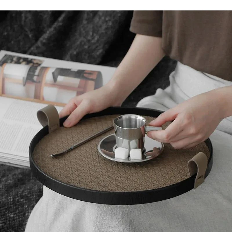 Light Luxury Wooden Rattan Pattern Storage Tray Home Jewelry Cosmetics Aromatherapy Small Item Container