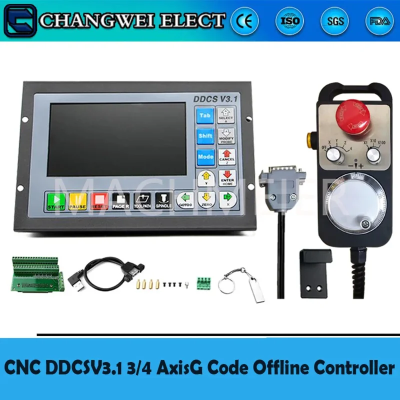 CNC DDCSV3.1 3/4 G Code Offline Controller For Engraving Milling Machine DDCS V3.1  4-Axis E-Stop MPG Handwheel