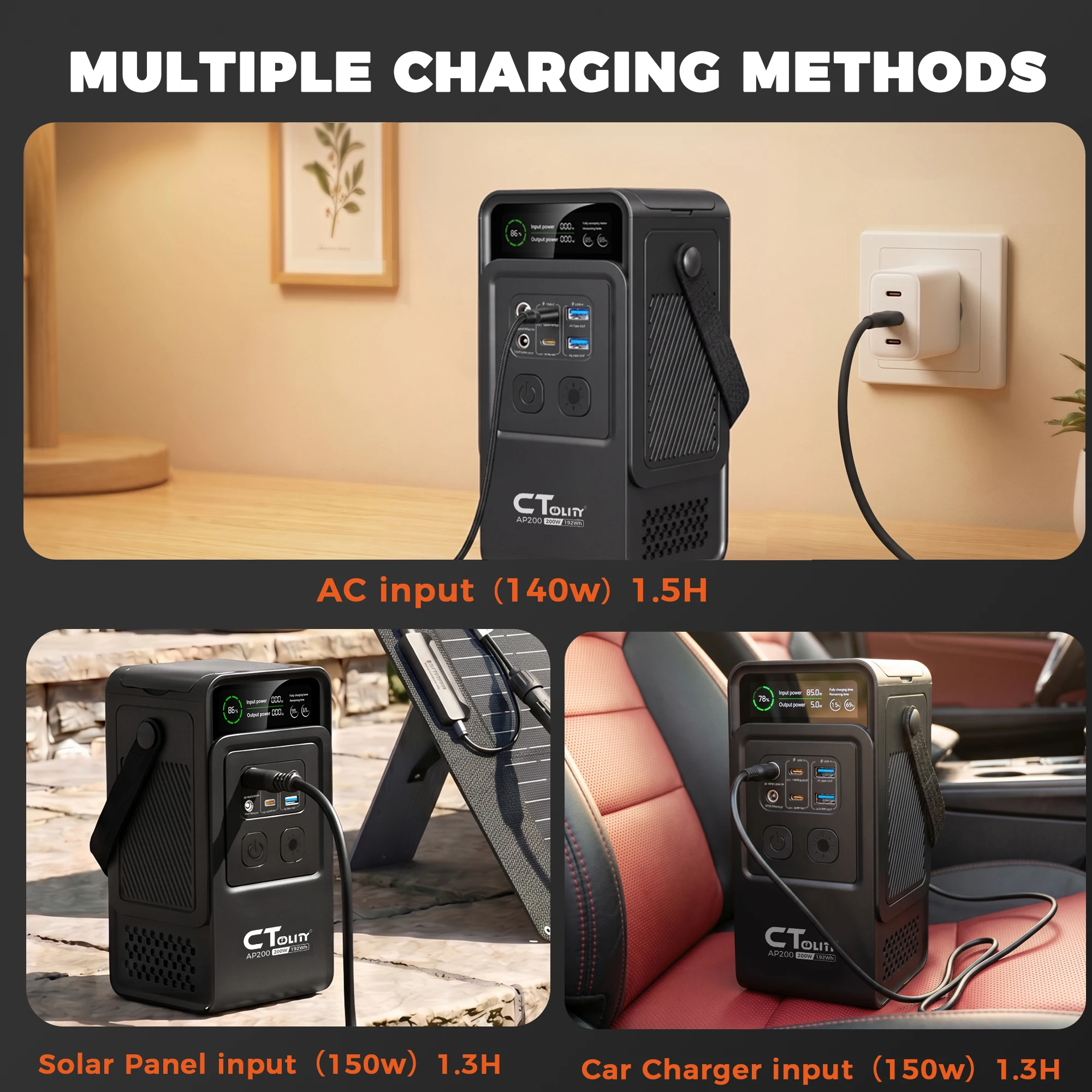 CTOLITY AP200 AP1000 Black sty - Solar Emergency Charger review and price