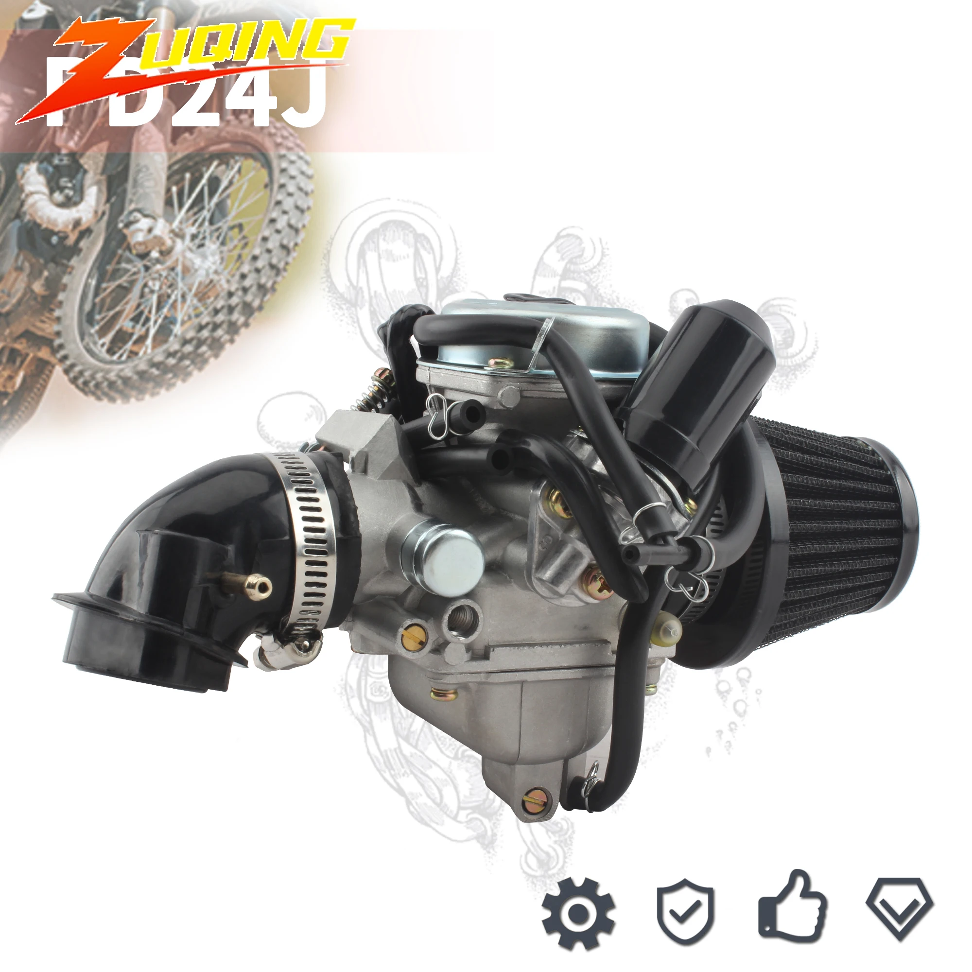 

PD24J Motorcycle Carburetor With Intake Pipe Air Filter For GY6 125cc 150cc 152QMI 152QMJ 157QMI 157QMJ ATV Quad Go Kart Scooter