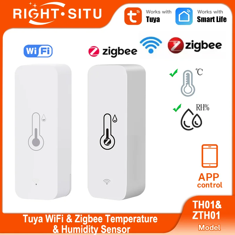 

Tuya WiFi Zigbee Temperature Humidity Sensor Smart Home Indoor Hygrometer APP Monitoring Work with Google Home SmartLife Alexa