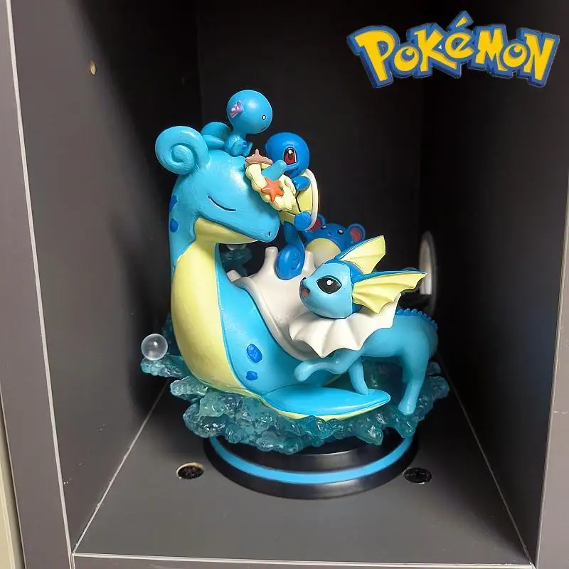 

New Pokemon Evolution Mewtwo Figure Charizard Dragonite Blastoise Venusaur Gengar Led Light Anime Figurine Pvc Statue Model Gif