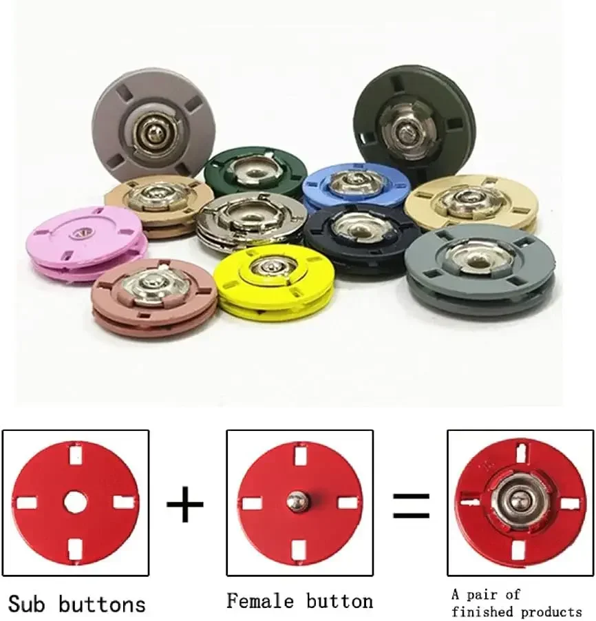 Colorful Metal Snap Buttons for Men\'s and Women\'s Clothing DIY Sewing Button Accessories Invisible Round Snap Button