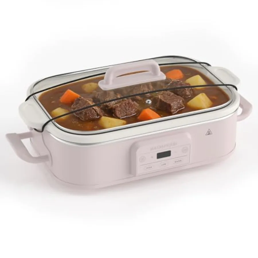 

4 Quart Casserole Digital Slow Cooker for kitchen use premium ceramic material pink color oven and dishwasher safe
