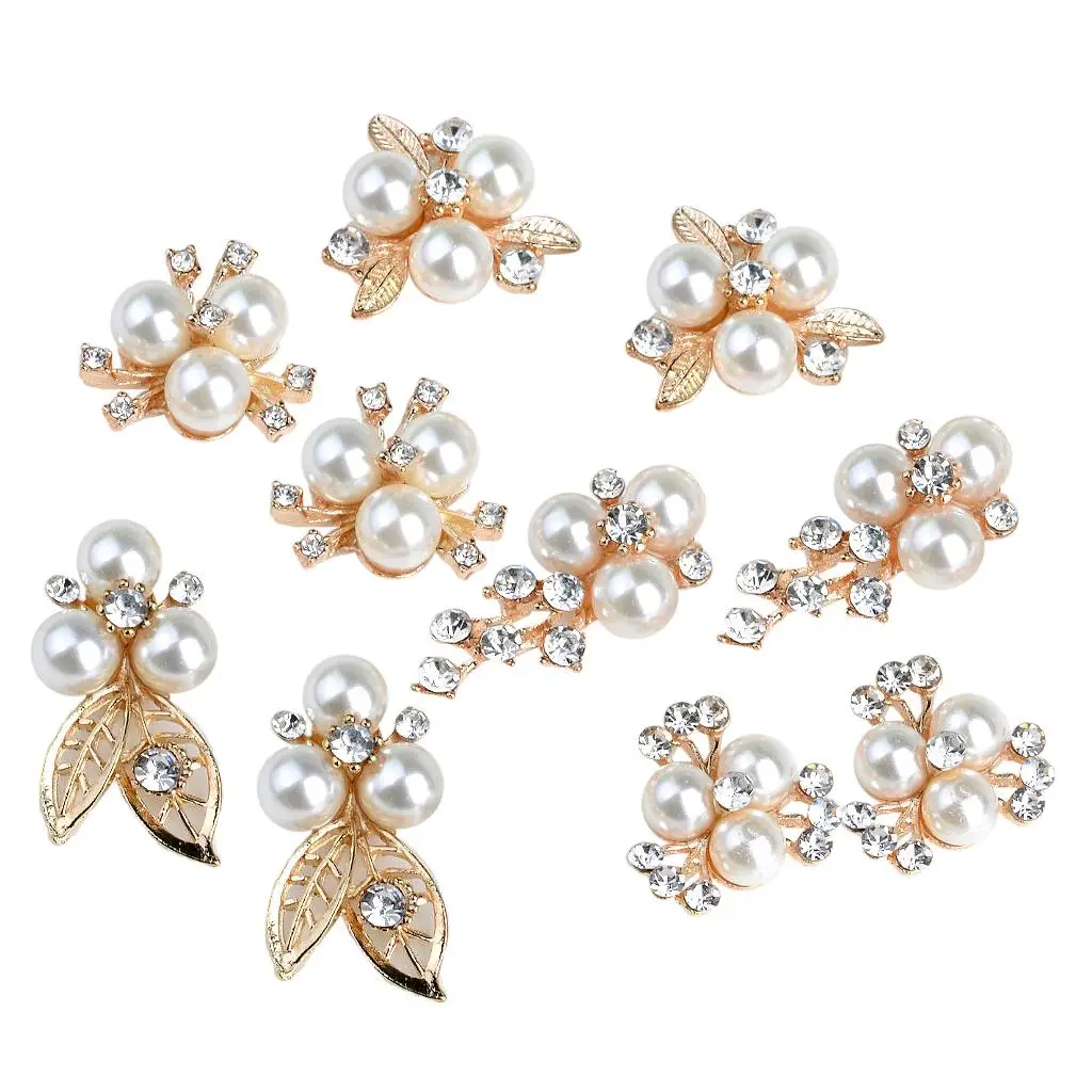 10pcs Crystal Rhinestone Buttons Flower Flatback Jewelry Embellishment