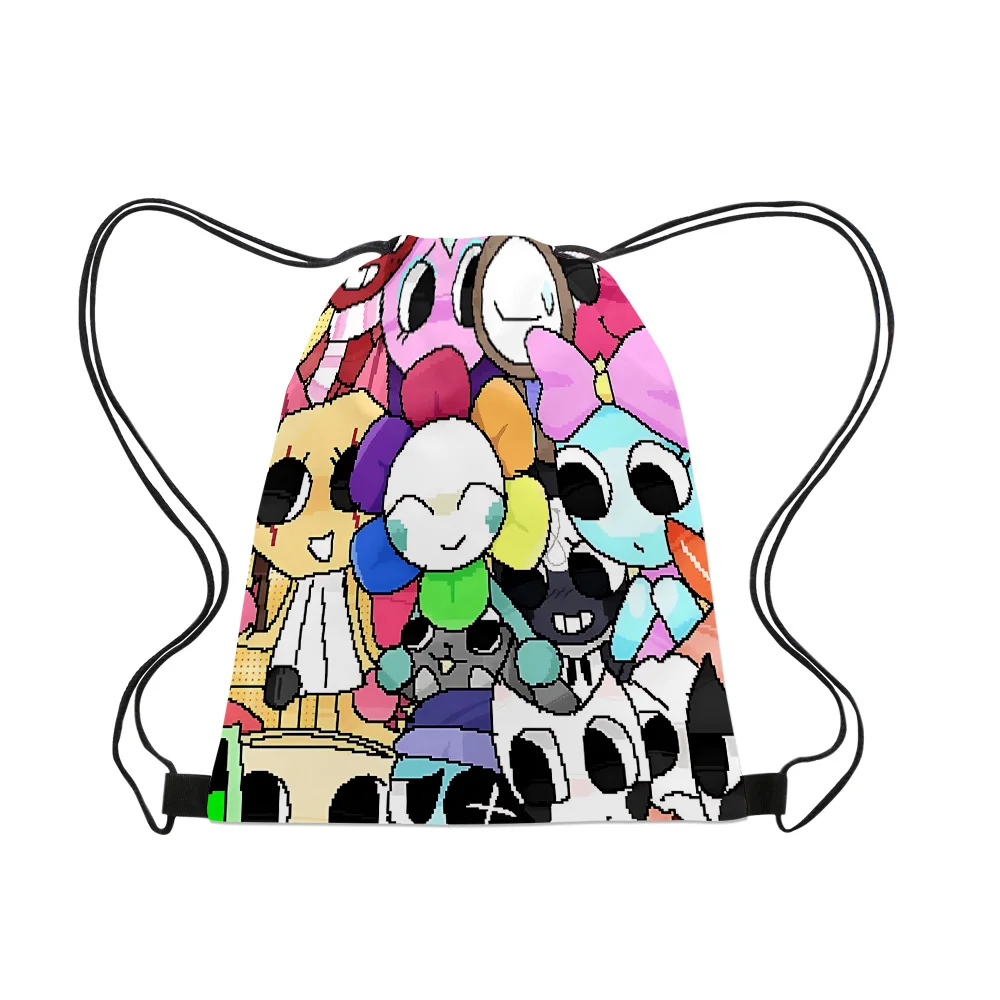 

Dandy's World Anime Drawstring Backpack Bags Portable Storage Shoulder Drawstring Pocket Cartoon Handbag Birthday Party Gifts