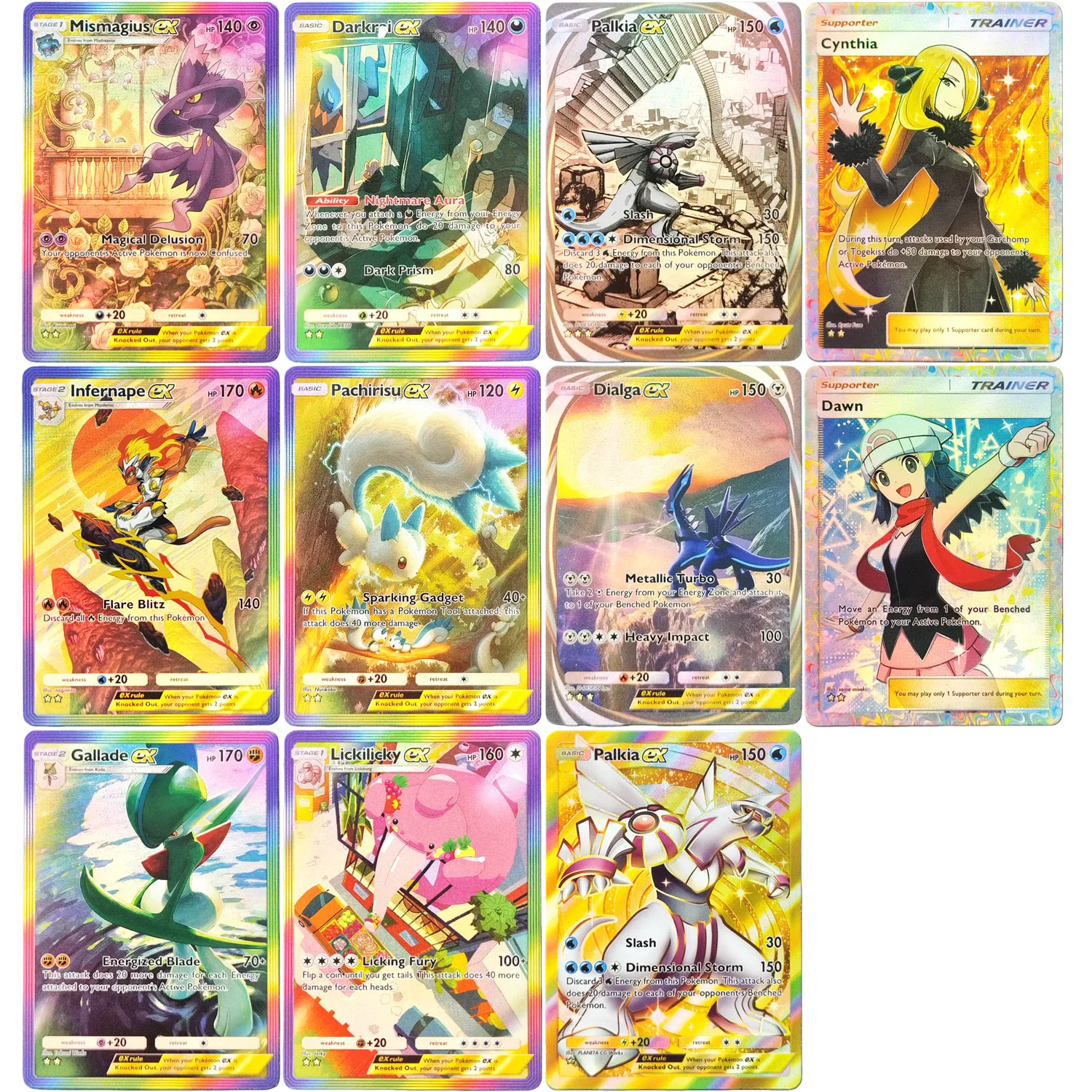 Tarjeta de Juego Coleccionable Pokémon TCG en Inglés, Edición A2 Dawn, con Cynthia, Dialga, Palkia, Mismagius, Infernape, Gallade, Lickilicky y Darkrai