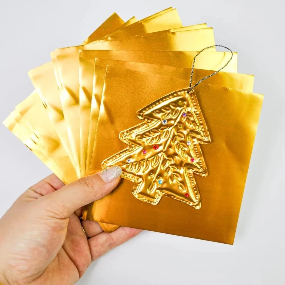 

70 Micron Thickness A4 Gold and Silver Foil Embossed Aluminum Foil Art DIY Crafts Children Handmade Projects Reflective Decor