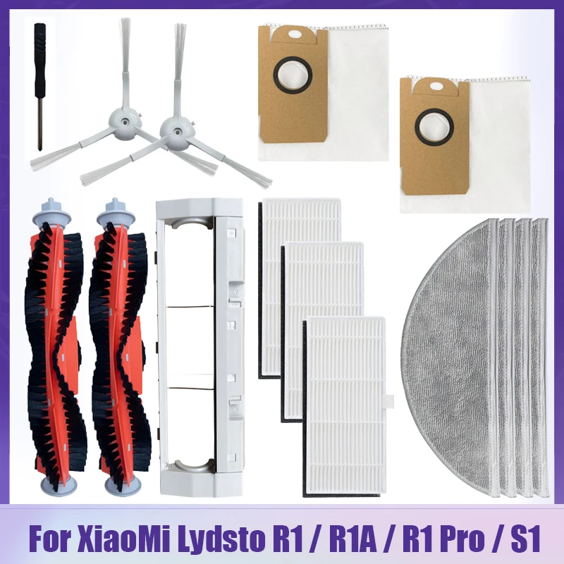 For XiaoMi Lydsto R1 / R1A / R1 Pro / S1 Robot Vacuum Cleaner Parts Main / Side Brush Hepa Filter Mop Cloth Dust Bag Accessories