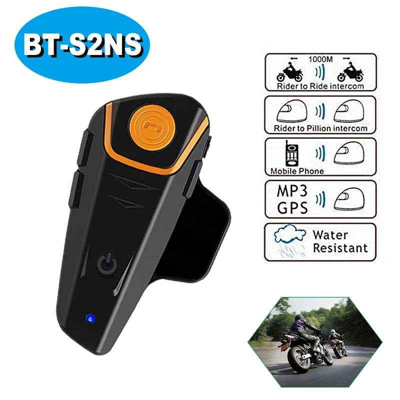 

BT-S2 Motorcycle Bluetooth-Compatible Helmet Headset FM Radio Intercom Distance 1000M Waterproof Multi Interphone Music Player