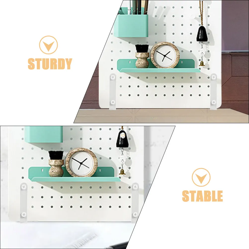 

2pcs White Desk Mount Brackets Pegboard Panel Support Sturdy Iron Material Storage Rack Organizer Hardware Accessories