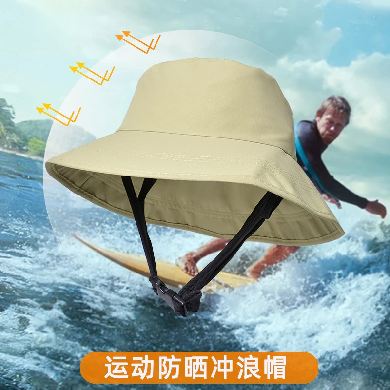 Summer Men Women Beach Sun Hat Hard Brim Surfing Cap Breathable Foldable Beach Hat for Outdoor Fishing Travel