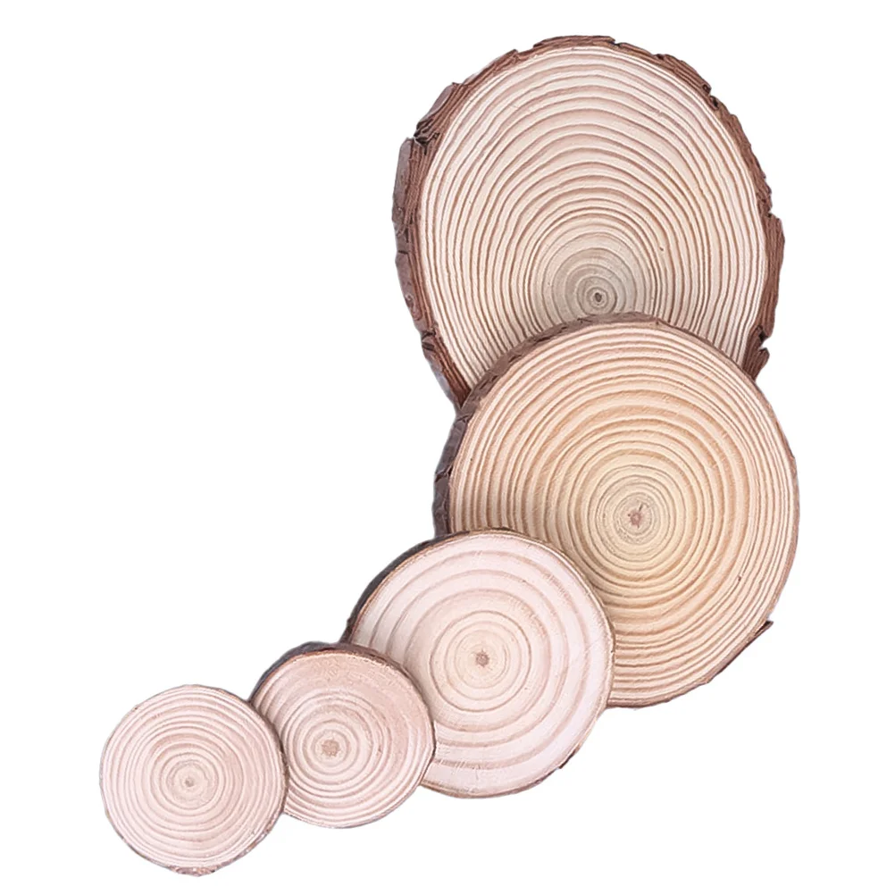 

5Pcs Pine Wood Slices Natural Round Wood Discs Mechanical Cutting Smooth Surface Photo Props Wedding Decorations Christmas Party