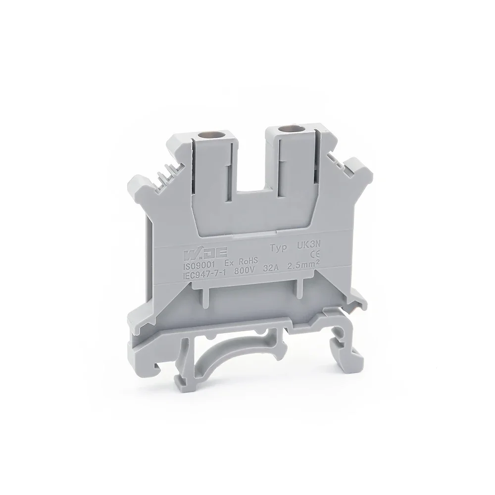 100pcs Din Rail Terminal Block Universal Conductor UK-3N Screw Connection Electrical Wiring Terminal Strip Block Connector UK3N