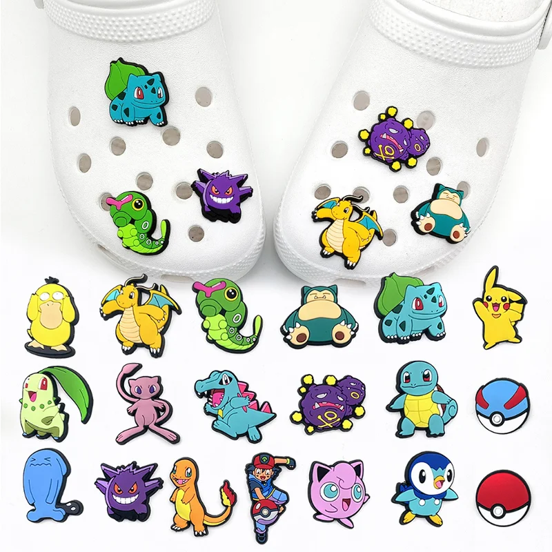 Cute Pokemon Pikachu  Anime Charms Shoe Buckle Cartoon Character DIY Charm Shoe Decorations Accessories Kids Birthday Gifts