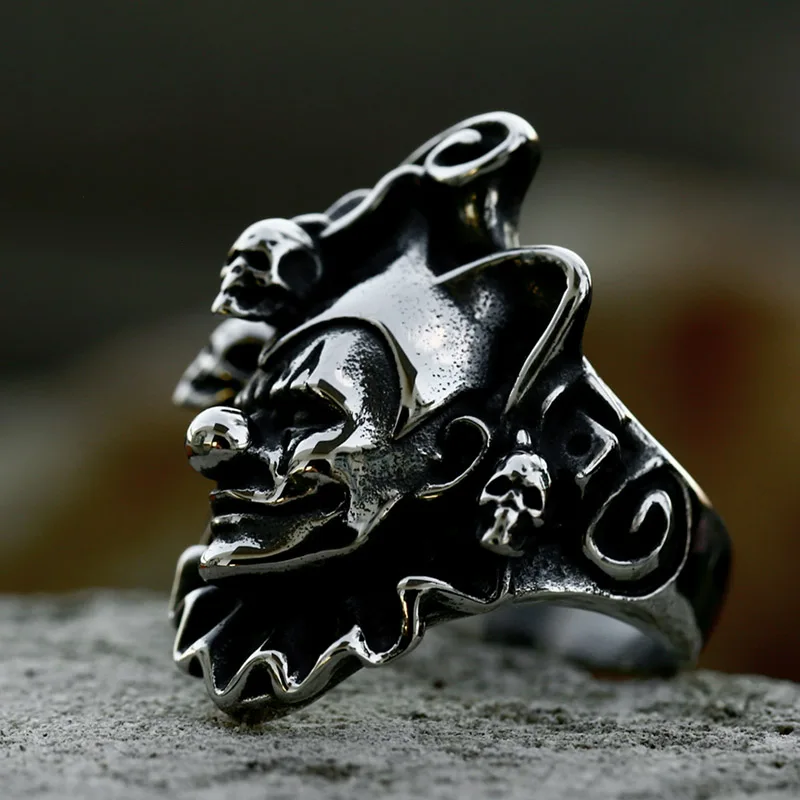 BEIER stainless steel funny clowns man punk jewelry Joker Jack face design ring as gift for friend Dropshipping BR8-1106