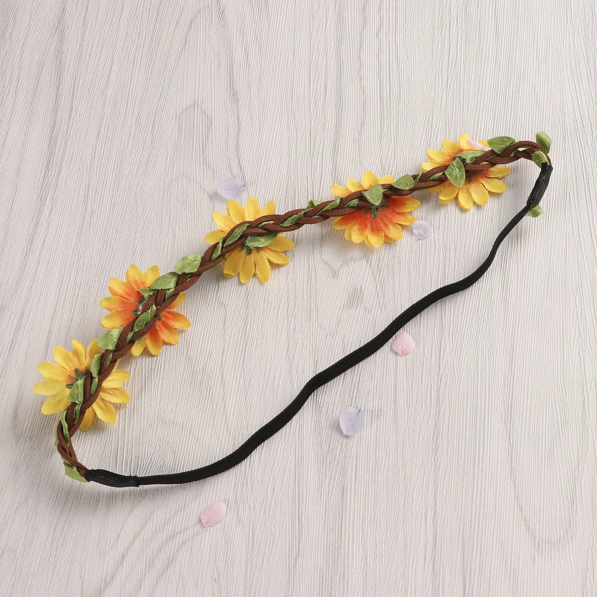 الأصفر عباد الشمس تاج رباط شعر هاواي لوا حفلة الاستوائية الشاطئ موضوع زهرة إكسسوارات الشعر إكليل زهرة عقال #3