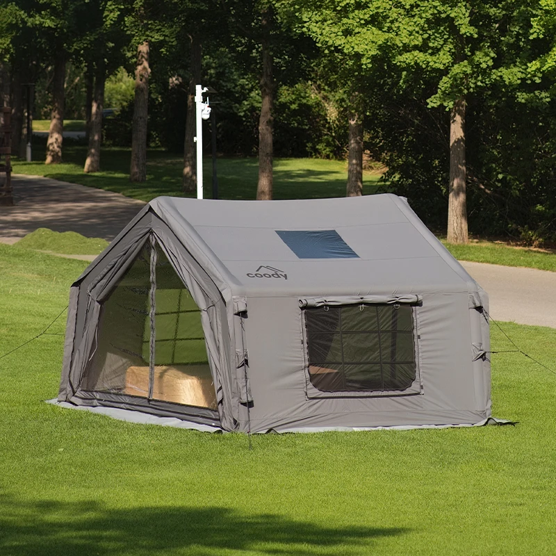 Coody 10.0 Gray Cotton Inflatable Air Tent Easy Setup Large Luxury Four Season Family Outdoor Camping Shelter