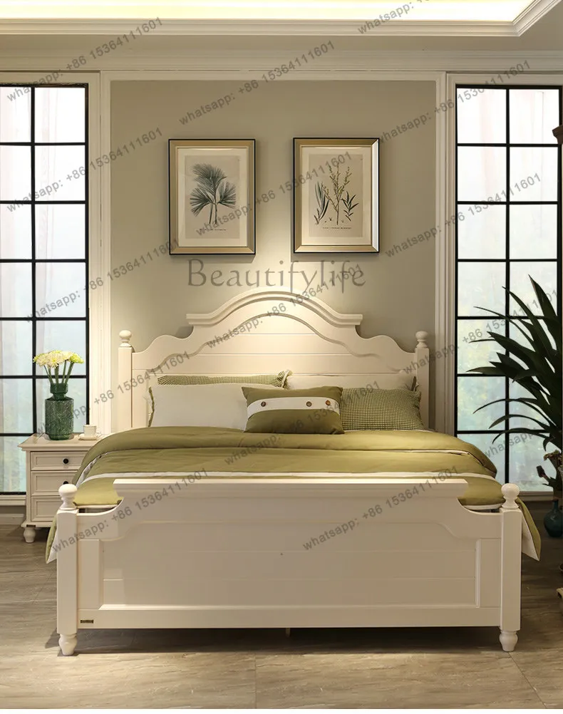 

Modern American French light luxury Mediterranean solid wood bed European high box bed