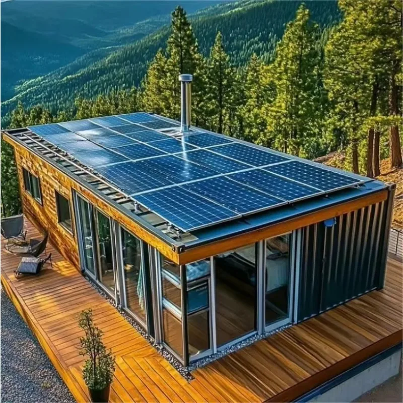 Solar Power Expandable Container House Container Homes with Solar Panels Prefab Cabin Houses Garden Living Container Homes