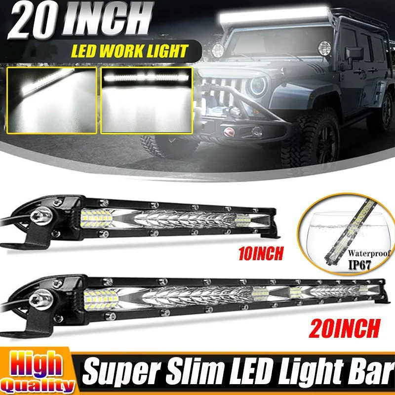 

52/26LED 20/10 дюймов 10-30 в ультра-тонкий светодиодный бар комбинированный луч точечный прожектор рабочий светильник для внедорожника грузовика