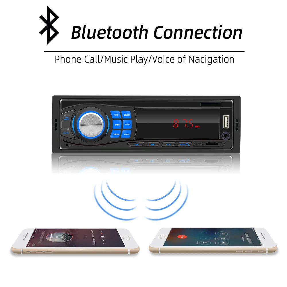 HIPPBQCC 1Din Car Radio Stereo Player FM MP3 Player Digital Bluetooth Car Radio Stereo Audio Music USB/SD with In Dash AUX Input